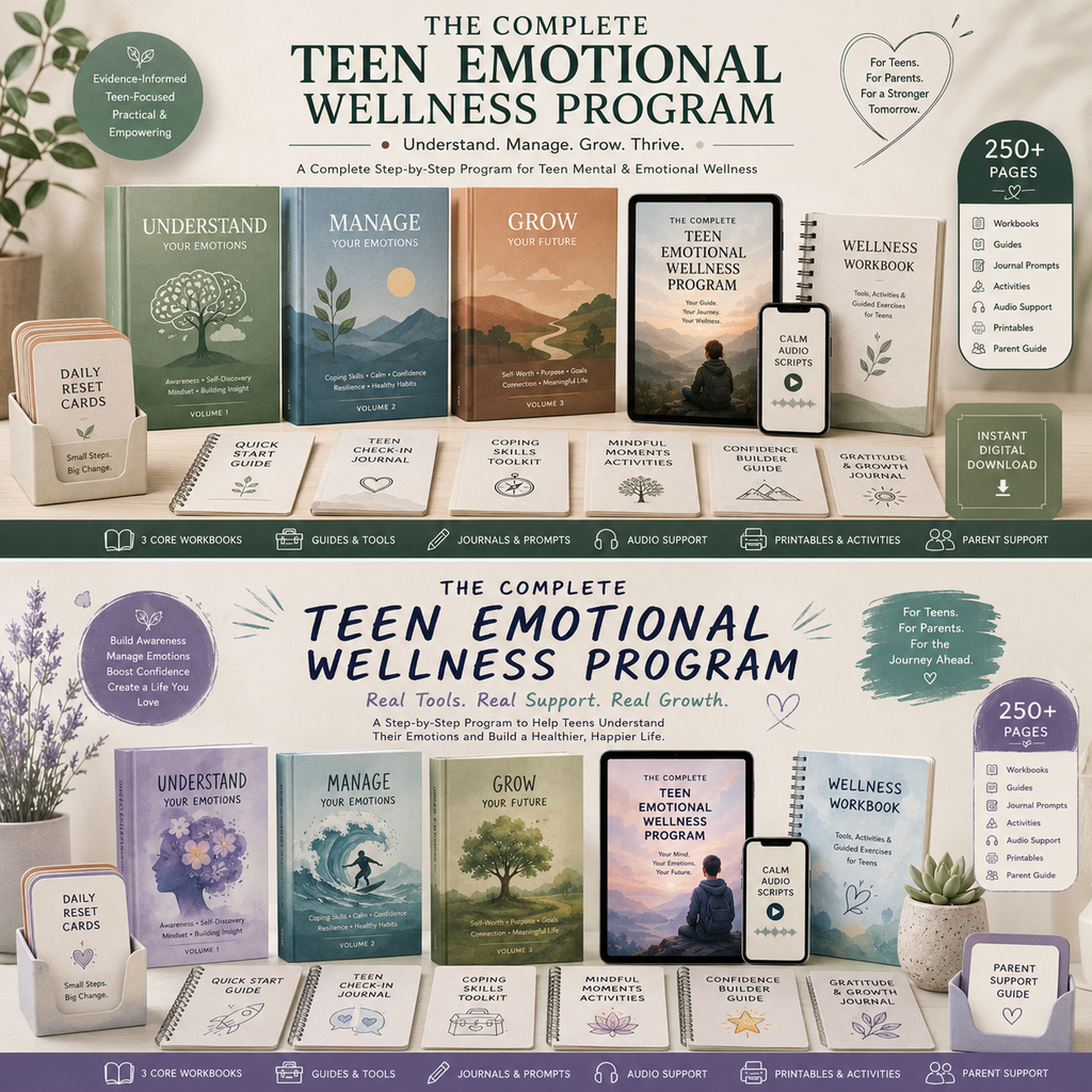 Teen Emotional Wellness  — 18-Module Mental Health Program for Ages 13-18 (Instant Download)